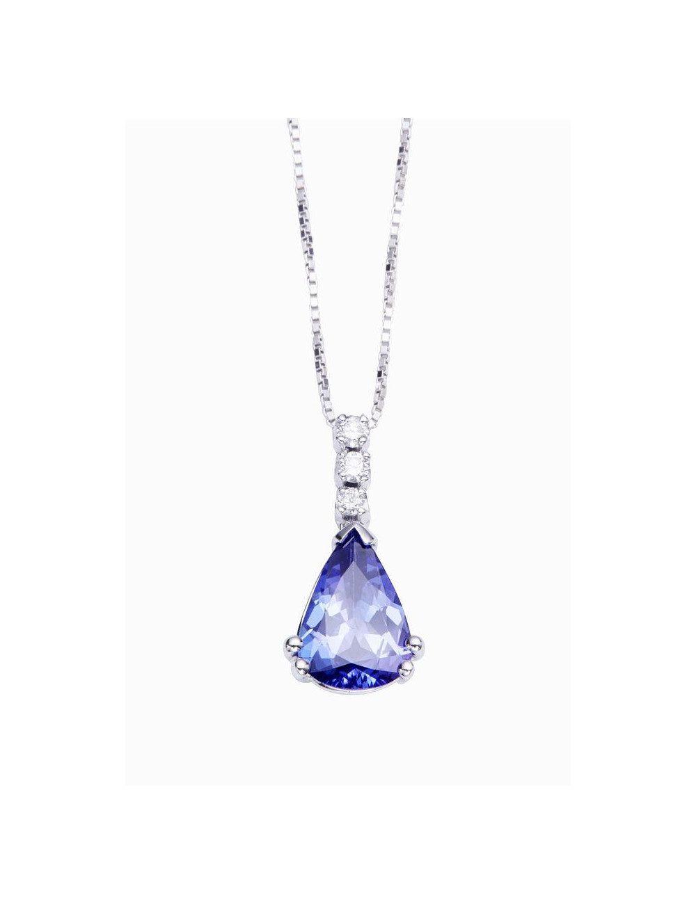 Gargantilla de oro blanco con diamantes y tanzanita Gargantilla de oro blanco con diamantes y tanzanita