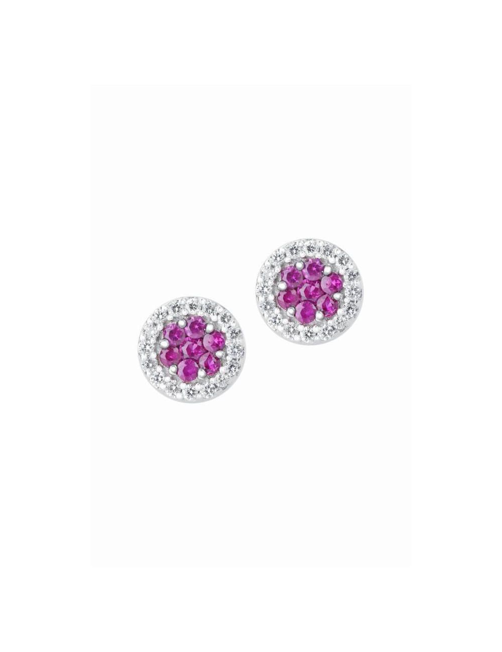 Pendientes de oro blanco con rub¡es y engaste invisible Pendientes de oro blanco con rub¡es y engaste invisible