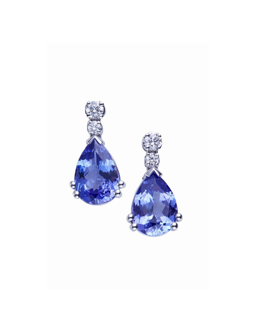 Pendientes de oro blanco con diamantes y topacio london Pendientes de oro blanco con diamantes y topacio london
