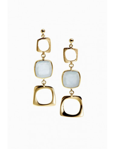 Pendientes de oro amarillo con aguamarina milk