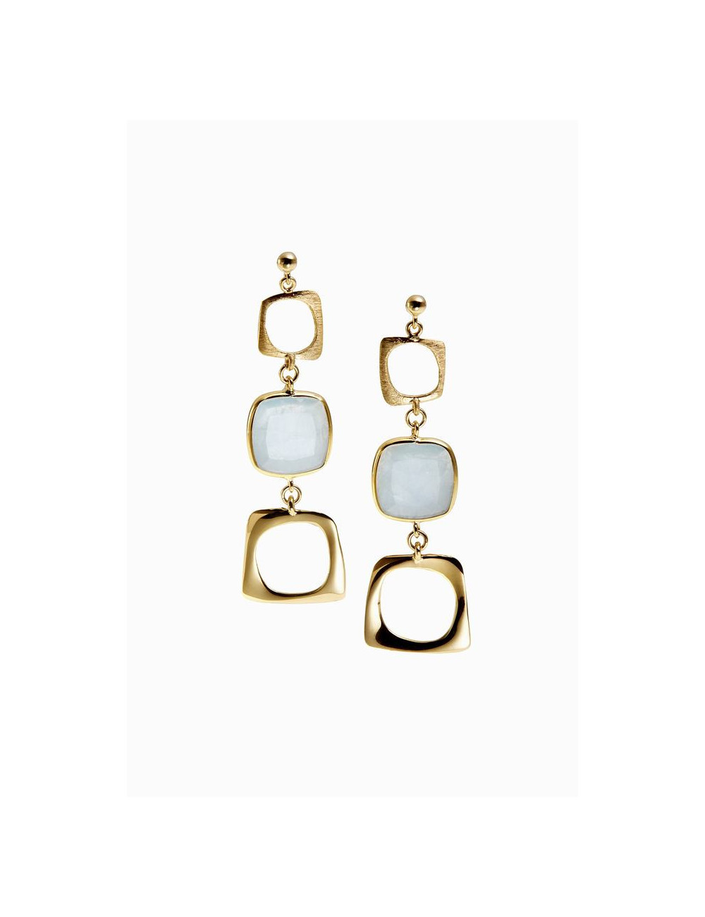 Pendientes de oro amarillo con aguamarina milk Pendientes de oro amarillo con aguamarina milk