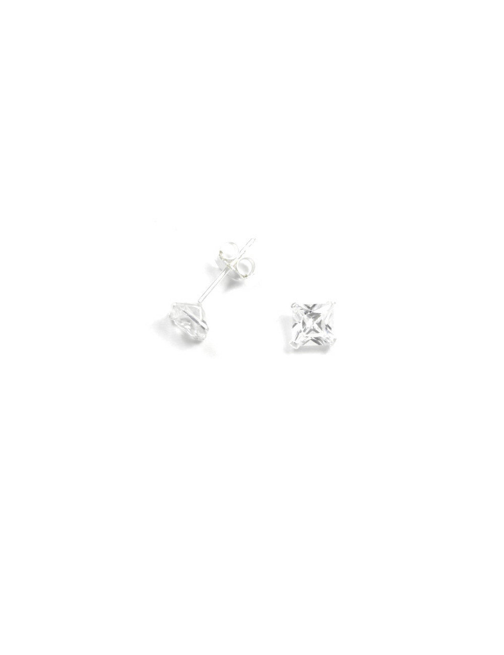 Pendientes Brillante 5mm cuadrado blanco