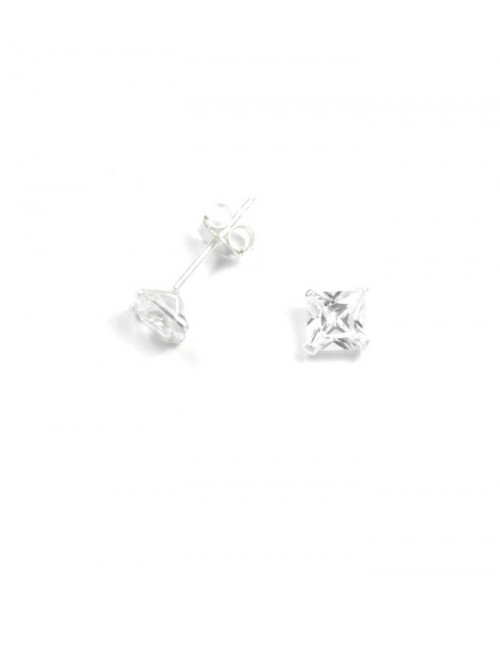 Pendientes Brillante 5mm cuadrado blanco