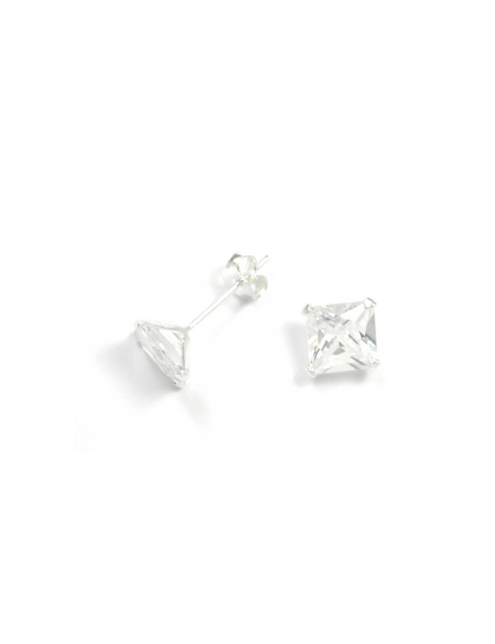 Pendientes Brillante 7mm cuadrado blanco