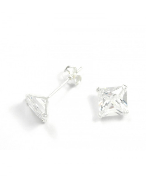 Pendientes Brillante 7mm cuadrado blanco