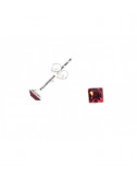 Pendientes Brillante 4mm Cuadrado Rojo