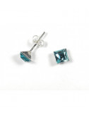 Pendientes Brillante 5mm Cuadrado Azul