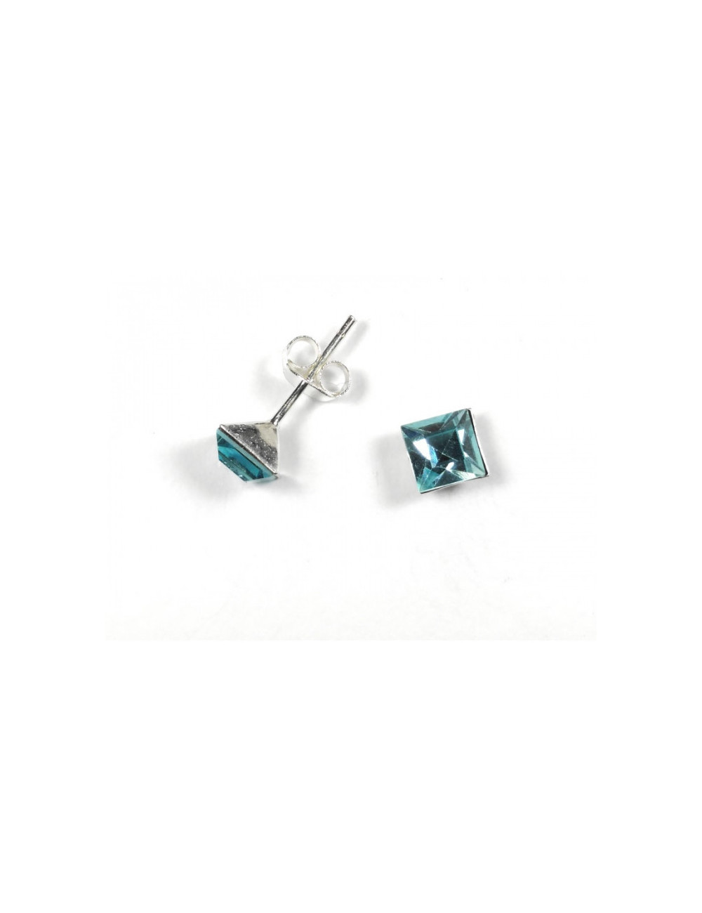 Pendientes Brillante 5mm Cuadrado Azul