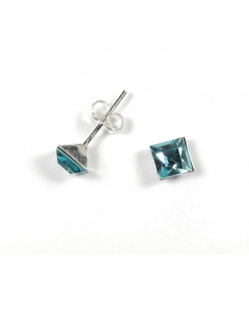 Pendientes Brillante 5mm Cuadrado Azul