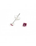 Pendientes Brillante 3mm Cuadrado Rosa