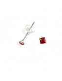 Pendientes Brillante 3mm Cuadrado Rojo