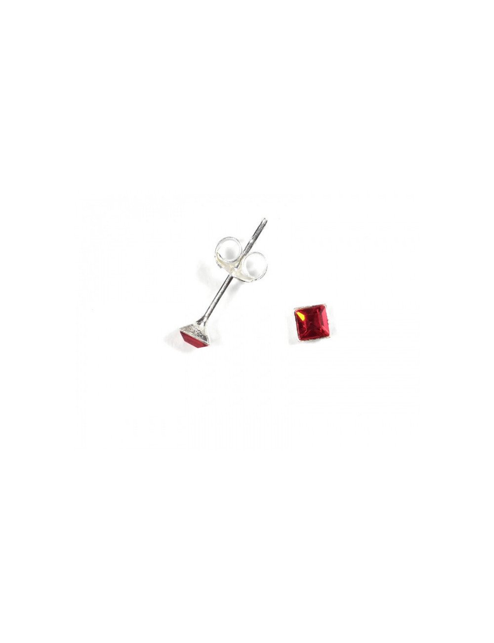 Pendientes Brillante 3mm Cuadrado Rojo