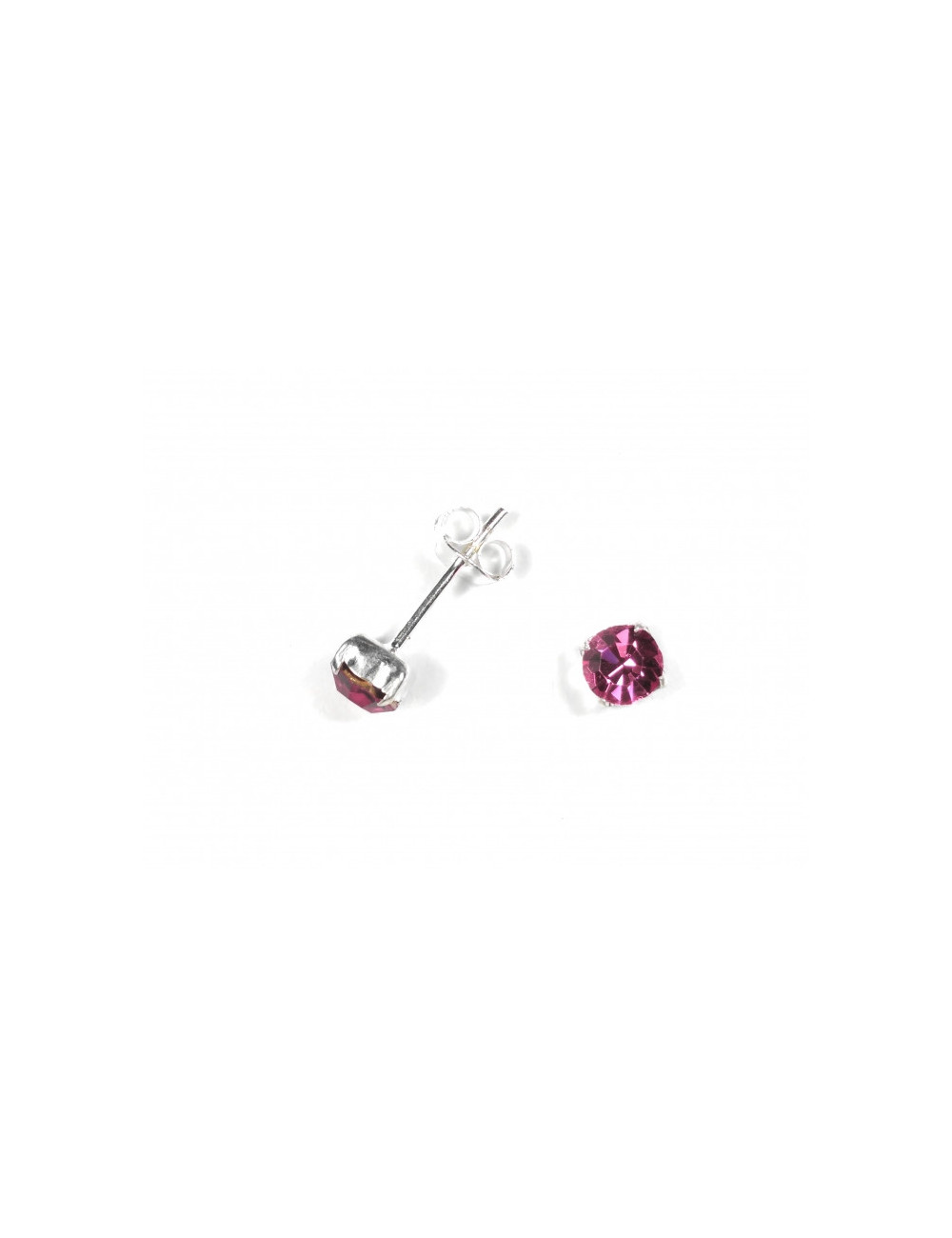 Pendientes Brillante 5mm Engarzado Rosa