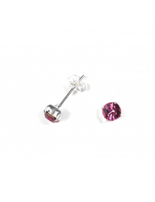 Pendientes Brillante 5mm Engarzado Rosa