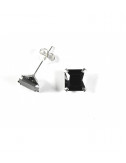 Pendientes Brillante 7mm Cuadrado Negro