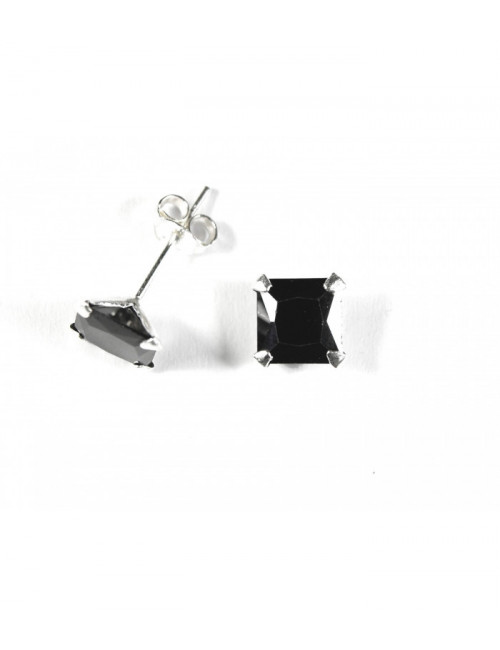 Pendientes Brillante 7mm Cuadrado Negro