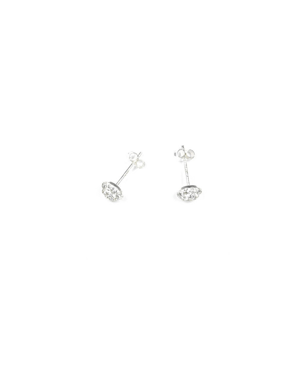 Pendientes Strass Media Bola 6mm Blanco