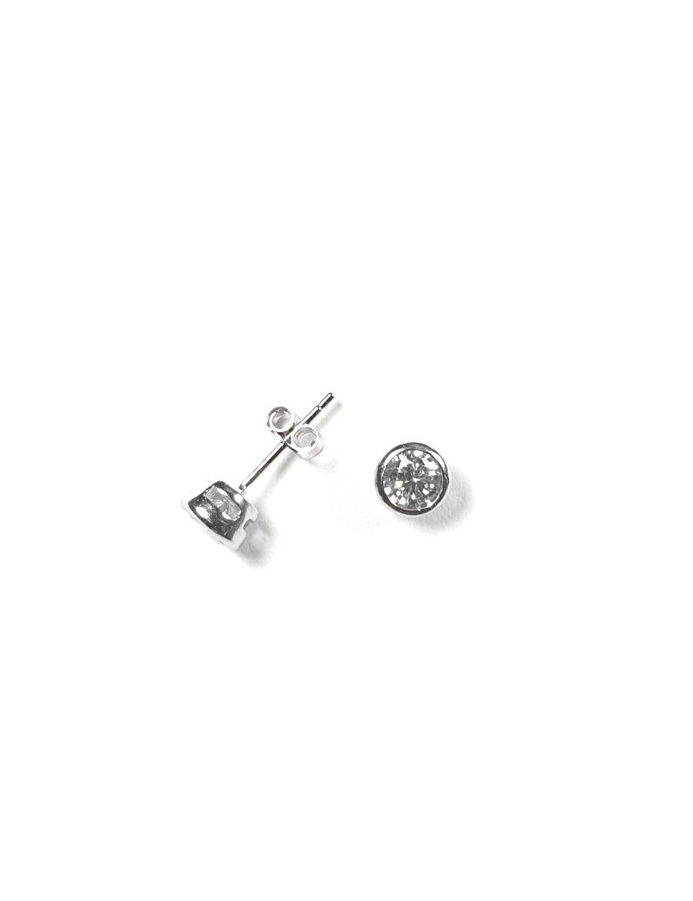 Pendientes de plata rodiada con circonita 5mm