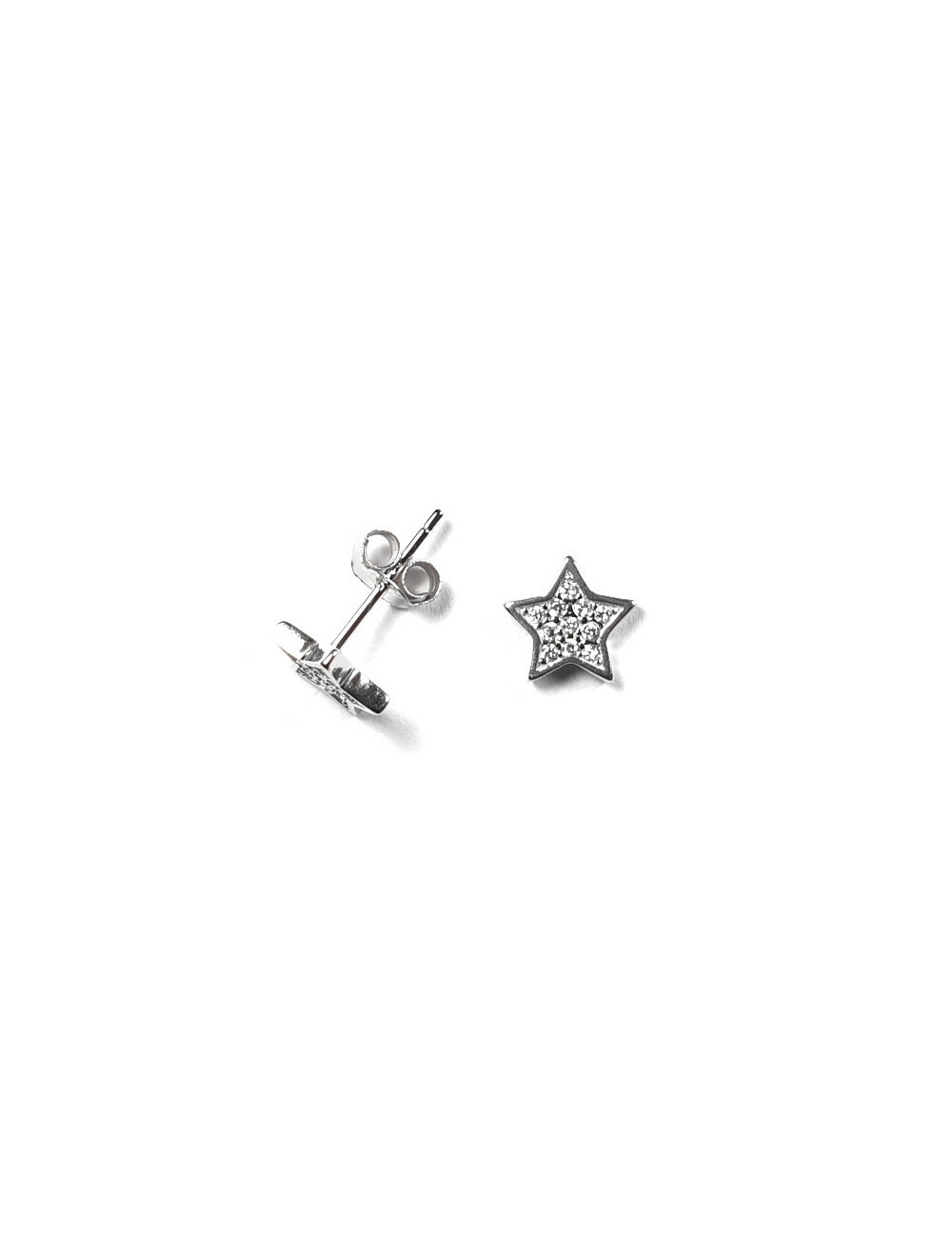 Pendientes estrella de plata rodiada